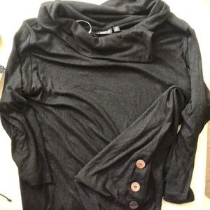 Plus size black shimmer long shirt